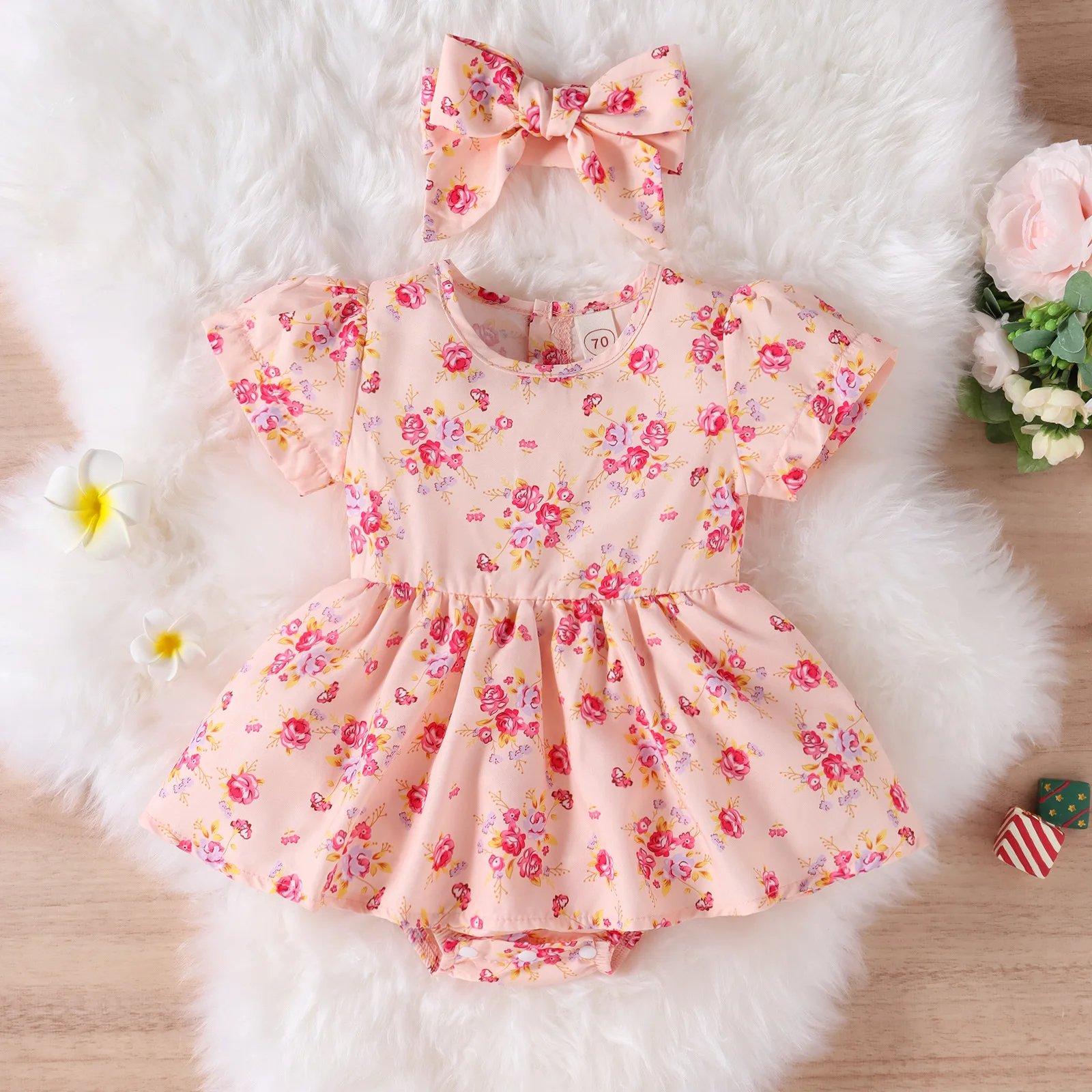 

2022 Baby Girl Clothes Children Casual Outfits Toddler Floral Short Sleeve Romper Dress Infant Cute Bodysuit Jumpsuit For Kids