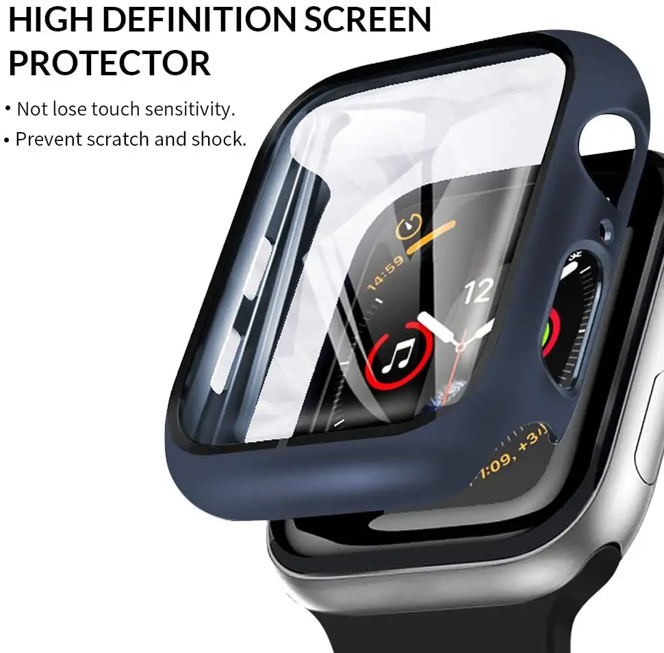 PC Case For Apple Watch Case 8 7 45mm 41mm Anti-drop Tempered Film Protective Glass For iWatch 6 5 4 SE 44mm 42mm 40mm 38mm Case