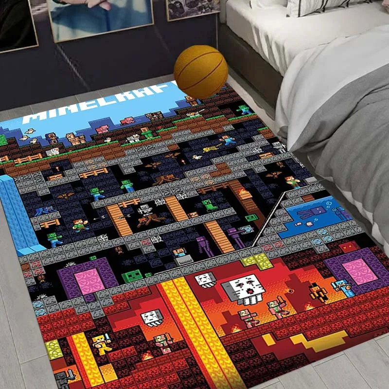 Фото Классический коврик в стиле M-Minecraft с пиксельным дизайном, 1 шт., для гостиной, нескользящий, мягкий, для спальни, детской игровой комнаты, дивана, домашнего декора, придверный коврик. №2