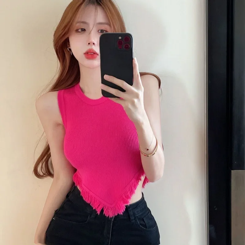 Redfringedknit Майка женская осенняя верхняя одежда нерегулярный топ без рукавов с