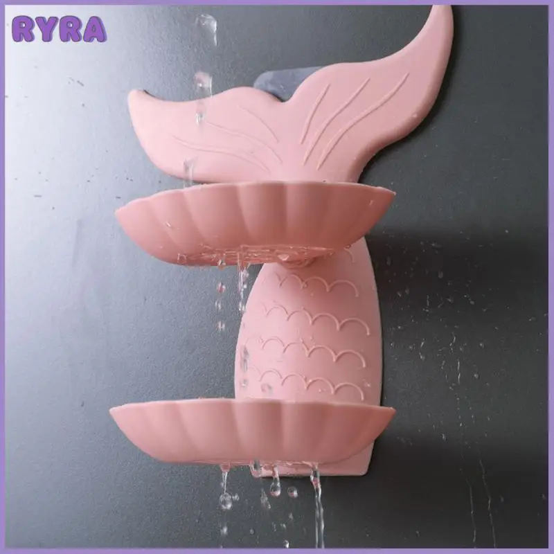 

Double Layers Soap Box Goldfish Shape Drain Soap Box Free Punch Bathroom Wall Hanging Storage Rack Holder Soap Box Stand