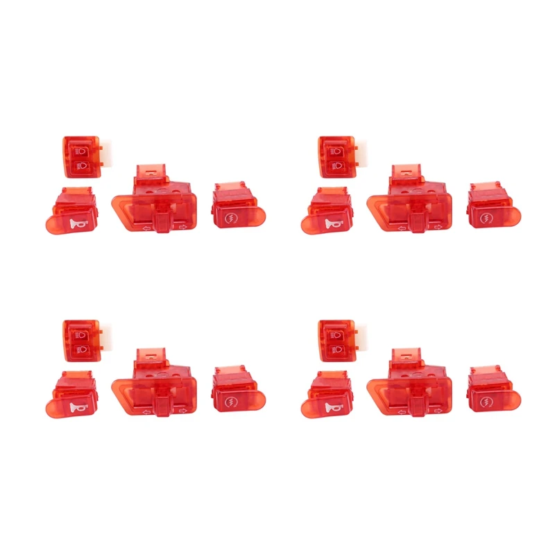 

4X Motorcycle Horn Switch Button Turn Signal Switch Button Start Button For Honda DIO ZX AF27 AF28 AF34 AF35 Red