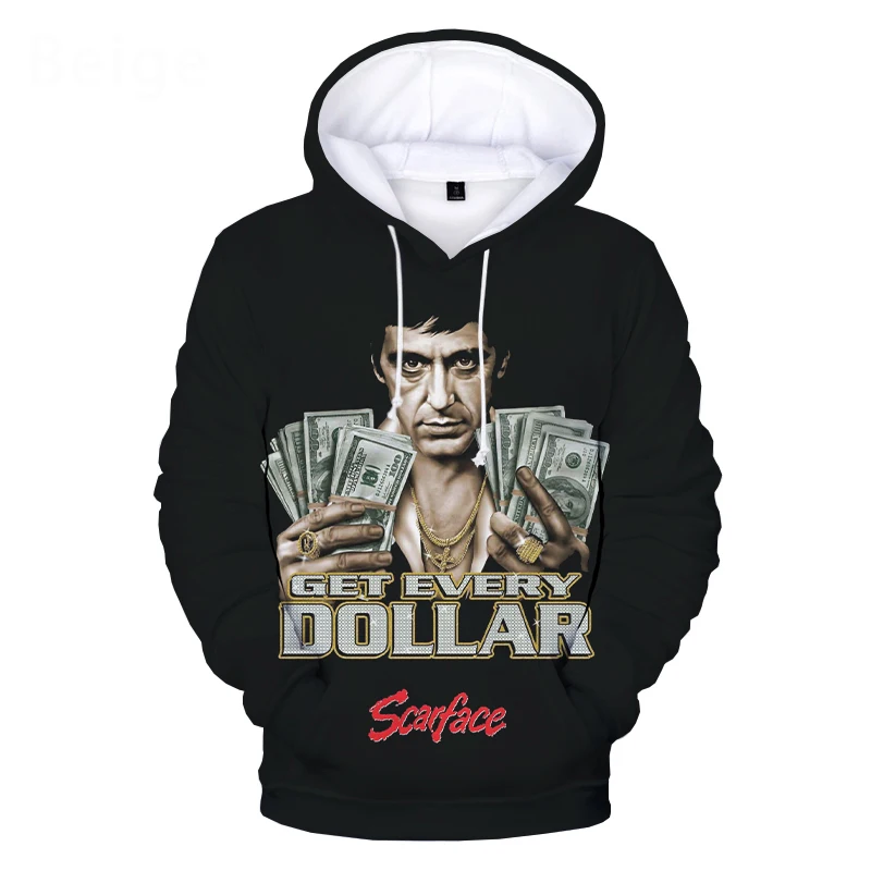 Толстовка с капюшоном 3D-принтом персонажа фильма Scarface свитшоты Тони Монтана