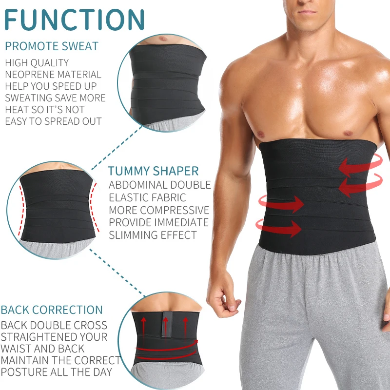 Men Waist Trainer Trimmer Belt Body Shaper Sheath Snatch Me Up Bandage Abdomen Reducer Wrap Corset Top Male Belly Stretch Bands