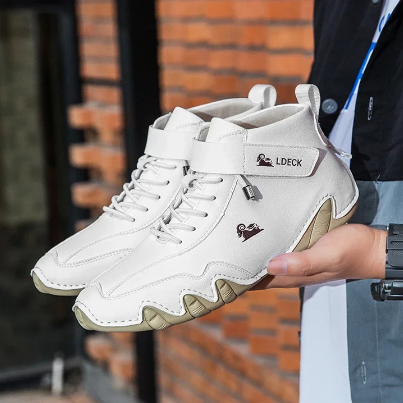 Мужские повседневные сапоги кожаная мужская обувь роскошные брендовые