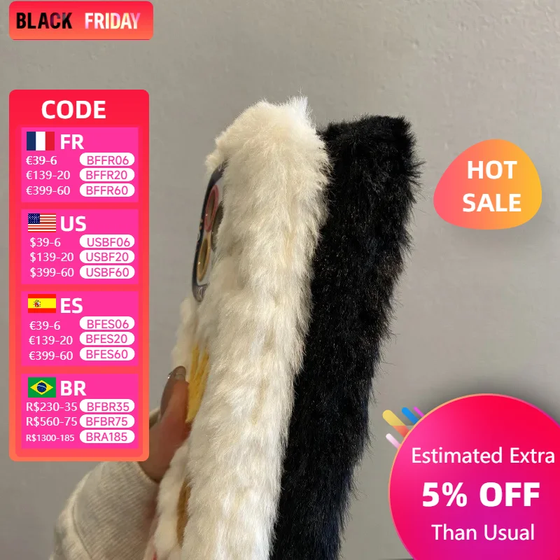 Плюшевый чехол Wow в стиле минимализм для iPhone 13 iPhone14plus12 креативный женский 15promax