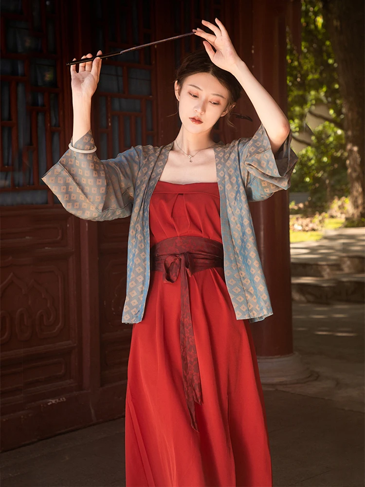 

Spring and Summer Women's Clothing Retro National Style Improved Light Han Clothing Song Style Two-Piece Dress Daily Commuting