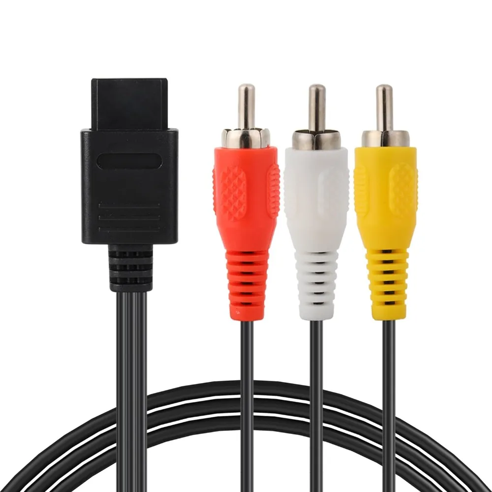 Фото Высококачественный AV-кабель N64/Gamecube/SNES/SFC, аксессуары для видеоигровой консоли в стиле ретро, 1,8 м/6 футов, композитный кабель для ТВ, аудио и видео, шнур №1