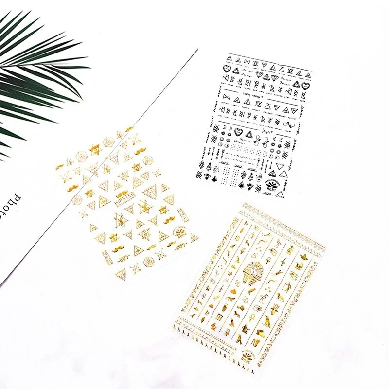 

Gold Silver White Black 3D Hot Stamping Nail Art Sticker Embossed Star Moon Starry Designs Adhesive Sliders Manicure Decoration