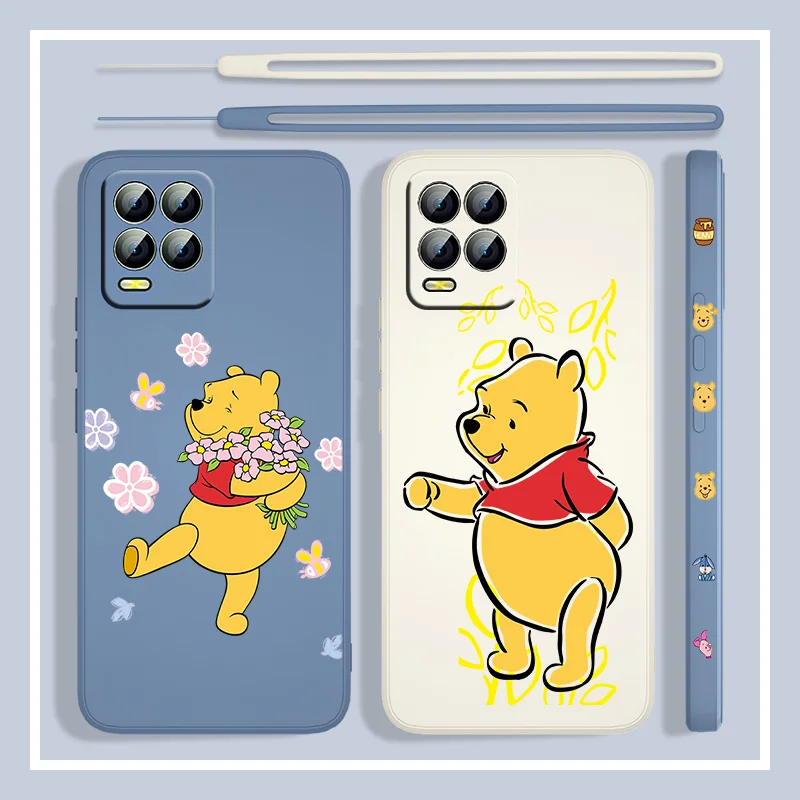 

Disney Edward Pooh For OPPO Realme C2 C11 5 5i 6 6i 6S 7 7i 8 8i 9 9i Pro Puls Liquid Left Rope Silicone Phone Case