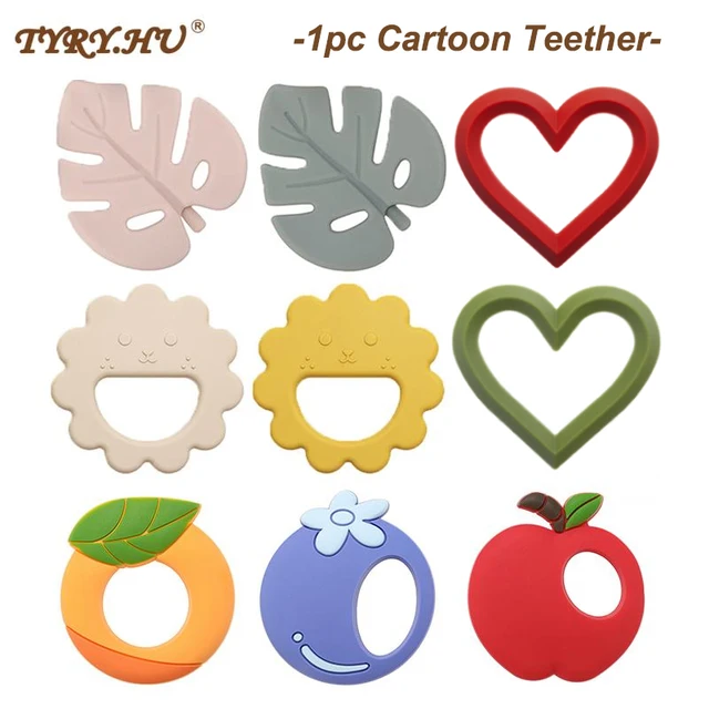1PC Cartoon Leaf Baby Silicone Teether BPA Free Cute Leaf Food Grade Silicone Pendant Teething Rattle for Baby Accessories Toys 1