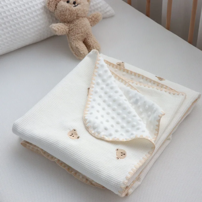 

Baby Blanket for Boys Girls Baby Blankets Newborn Super Soft Comfy Patterned Minky with Double Layer Dotted Backing Muslin
