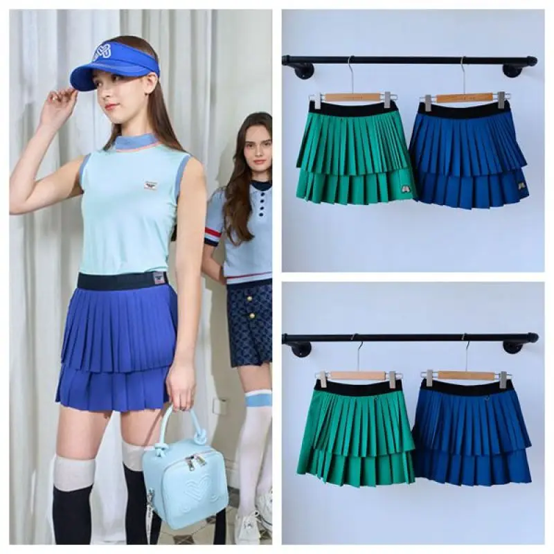 

Korean Golf Women's Spring and Summer Short Skirt Double-layer Pleated Skirt Elastic Waist Fashion Golf Half Skirt