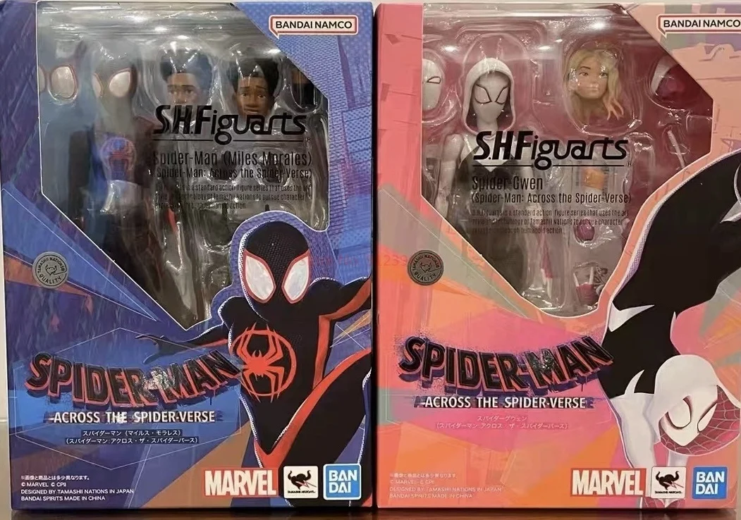 

BANDAI Spider-Man Original SHFiguarts MARVEL Across the Spider-Verse Miles Morales Gwen Stacy Anime Action Figure Model Toys