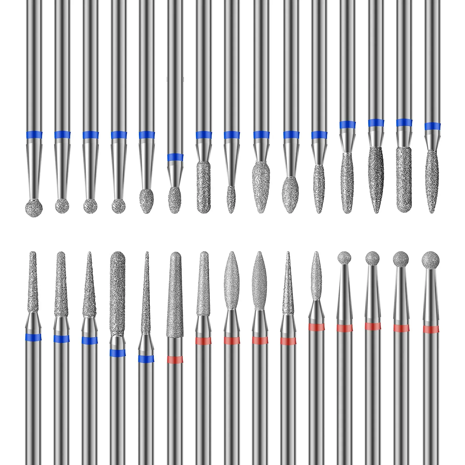 30Pcs Nail Drill Bits Set,3/32 Inch Tungsten Carbide Diamond Drill Polishing Grinding Heads Tools for Manicure Pedicure