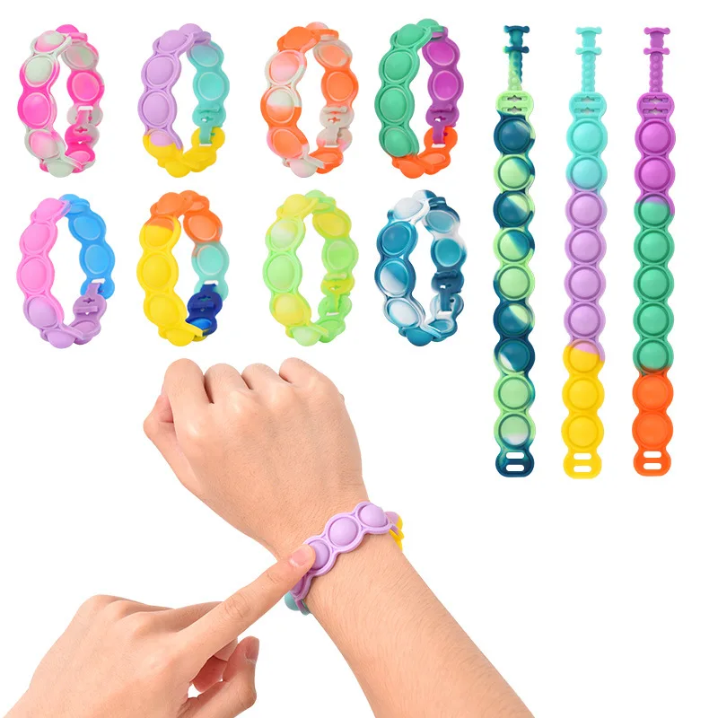 Pops Fidget Toys Bracelet Squishy Simple Dimple Its Anti Stress Relief Colorful Silicone Anxiety Sensory for Autism Children