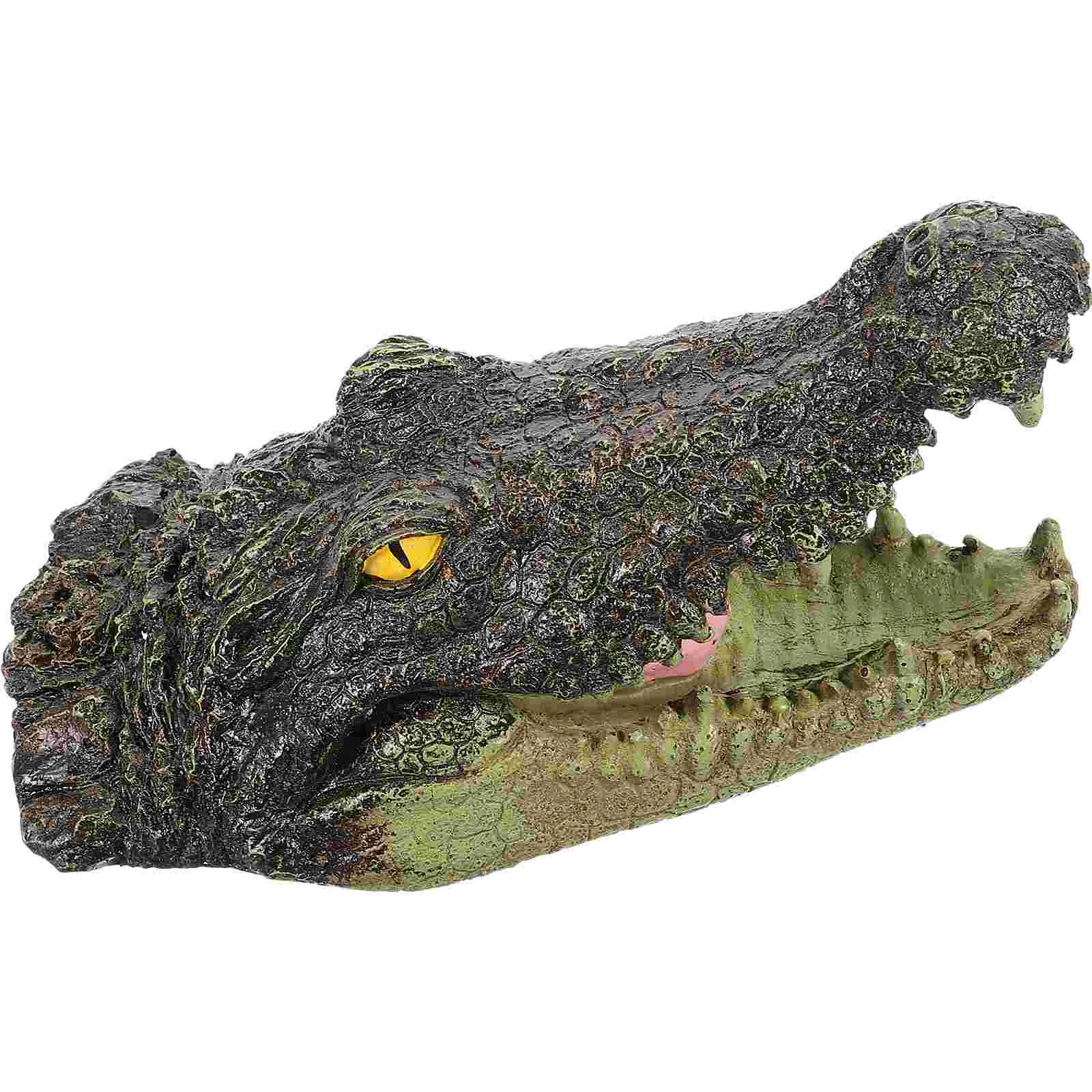 

Resin Crocodile Head Figure Animal Figurines Water Pond Decoy Crocodile Head Floating Pond Ornament Creative Floating