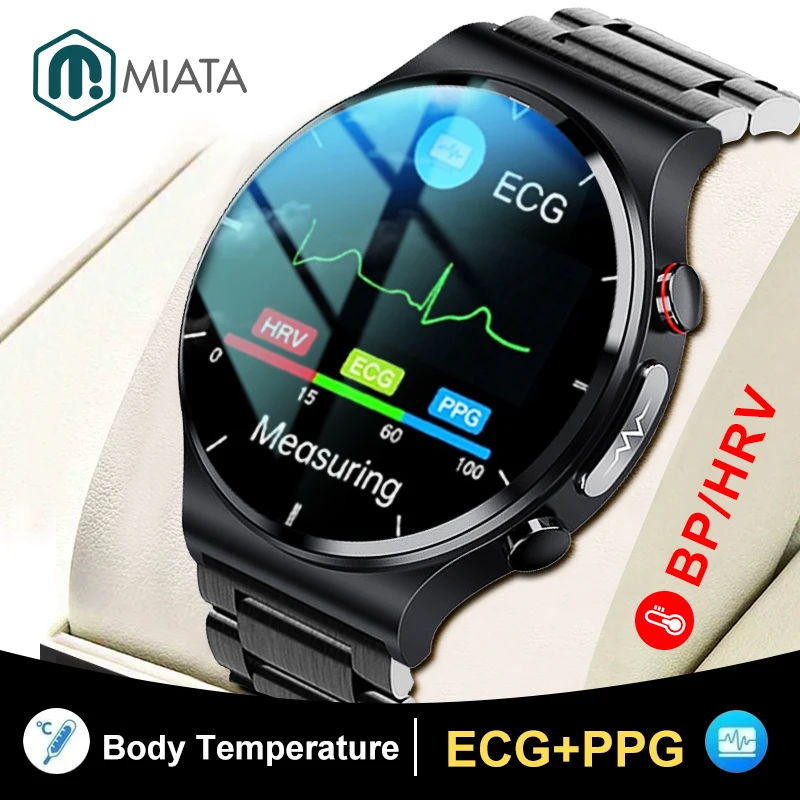 

MIATA 2023 New ECG+PPG Smart Watch Men Blood Oxygen Body Temperature Monitor Fitness Bracelet Wireless Charging For Android IOS