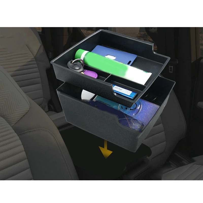 

Двухслойный ящик для хранения для Ford Bronco 2021 2022, центральный подлокотник, контейнер-органайзер для консоли