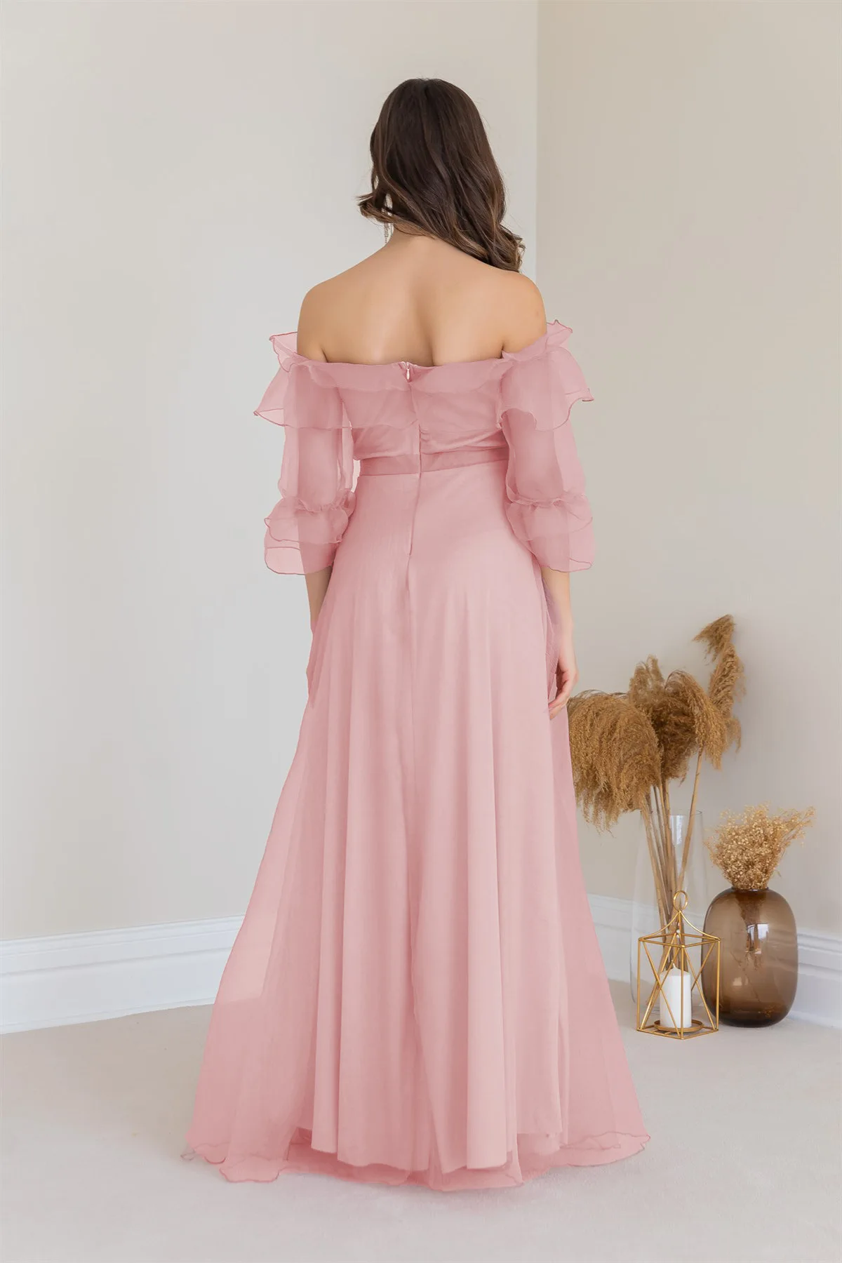 Women Sweetheart Chiffon Party Dresses Sexy Bateau Cascading Ruffles Formal Dress Fashion Slim Waist A-Line Prom Evening Dresses