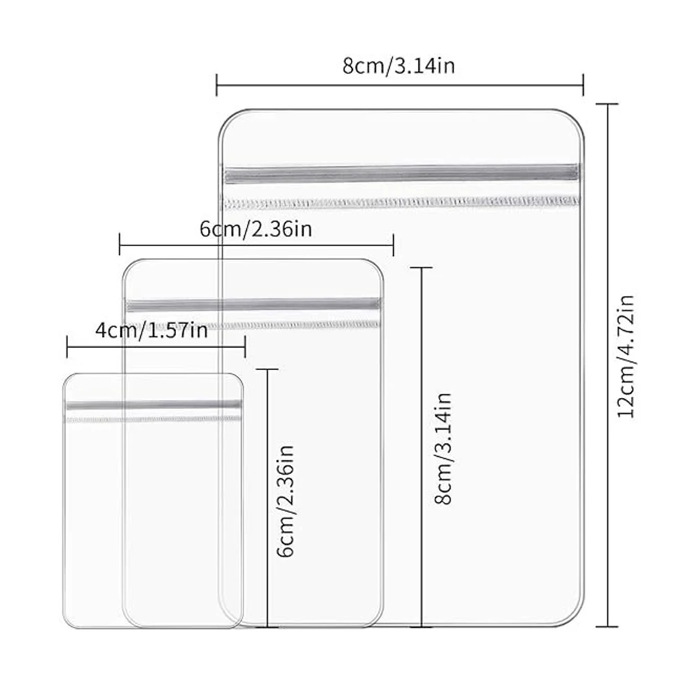 60 шт. сумки для ювелирных изделий прозрачные пластиковые многоразовые с толстым