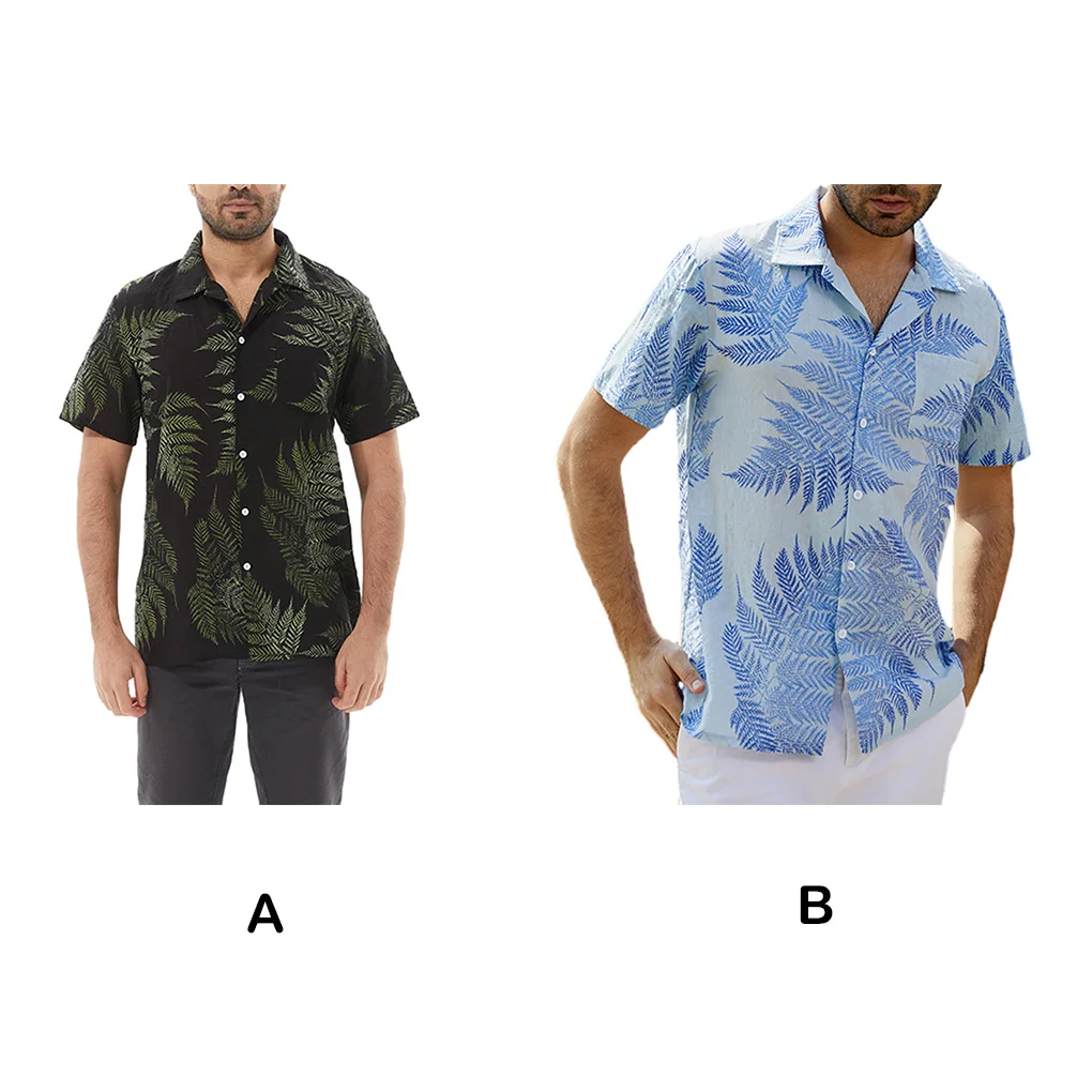 

Hawaiian Beach Shirt Blouse Short Sleeve Classic Tropical Leaf T-shirt