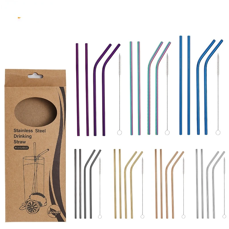 

Coffee Tea Cup 304 Stainless Steel Straw Set Creative Milk Tea Drink Straw Set