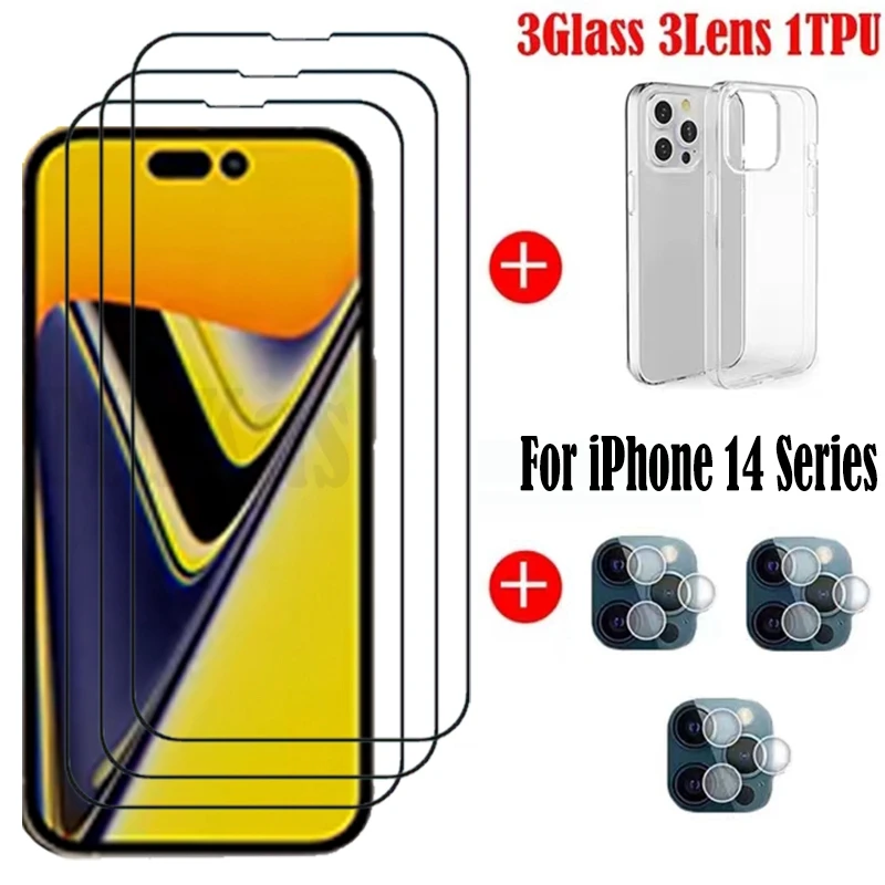 Full Glue Tempered Glass For iPhone 14 Pro Screen Protector Glass For iPhone 14 Pro Max Lens Film For iPhone 14 Plus case