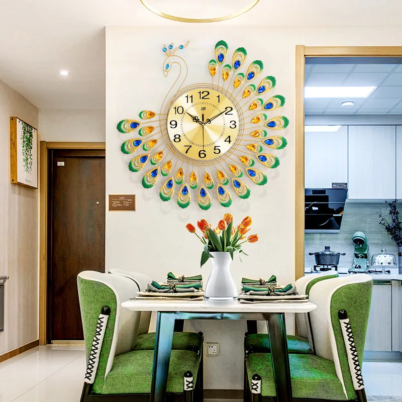 Simple Clocks and Watches Wall Decor Peacock Creativity Large Wall Clock Popular Models Decoration for Home Garden