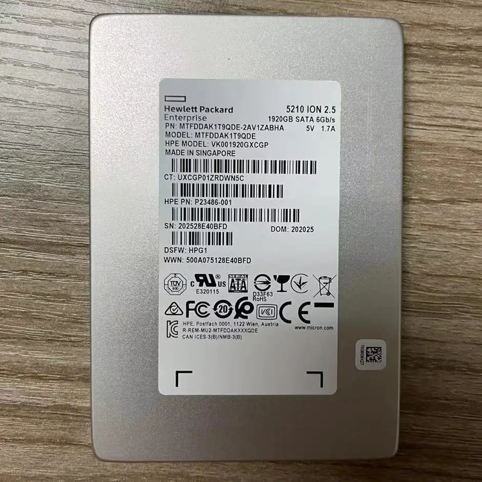 

1.92TB Micron SSD 5210 ION 2.5" MTFDDAK1T9QDE VK001920GXCGp DSFW:HPG1 SATA 6Gb/s