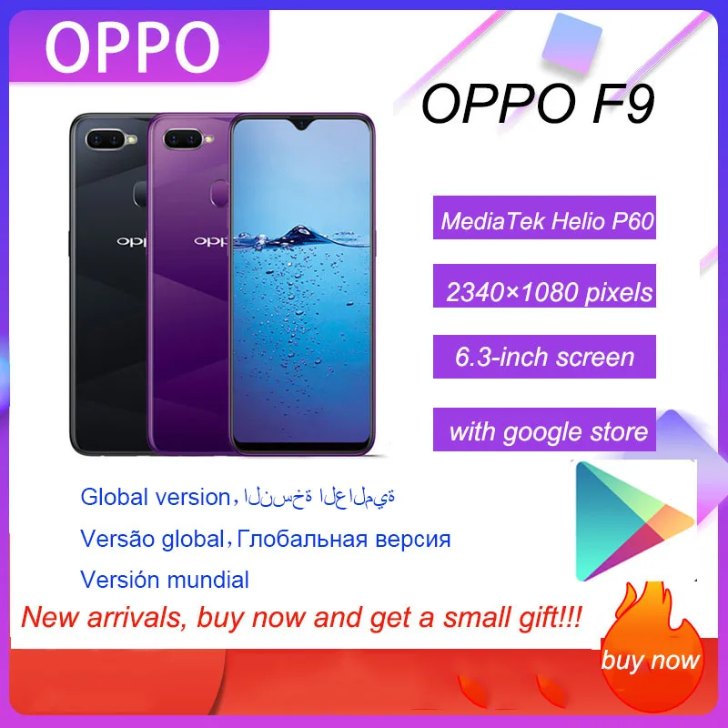 OPPO F9 (A7X) smartphones Full Netcom  MediaTek Helio P60 3500mAh 2340×1080 pixels 6.3-inch triple camera (rear dual)Hot Sale