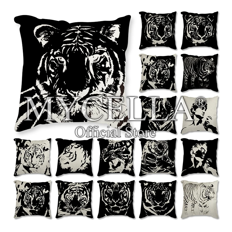 

Black animals tiger Gifts Throw Pillow Cushion Cover Car Home cojines decorativos para sofá Chair Pillows Case funda cojin чехлы