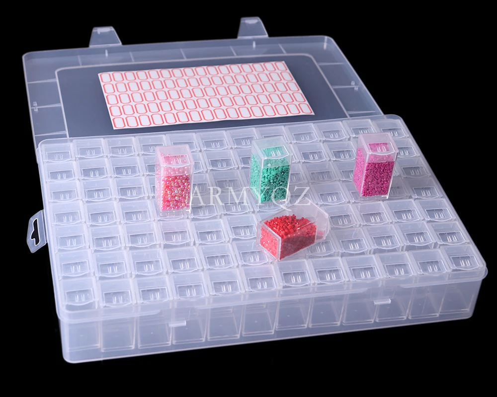 

84 коробка для бутылочек прозрачный контейнер, аксессуары для алмазной живописи, коробка для хранения бусин с алмазной вышивкой, органайзер, инструменты