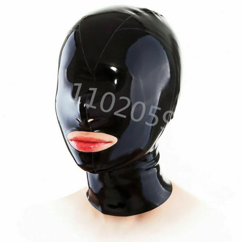 

Hot Sexy Exotic Accessaries Latex Hoods Closed Eyes Fetish Mask Rubber Mask for Adult Full Face Mask with Back Zipper