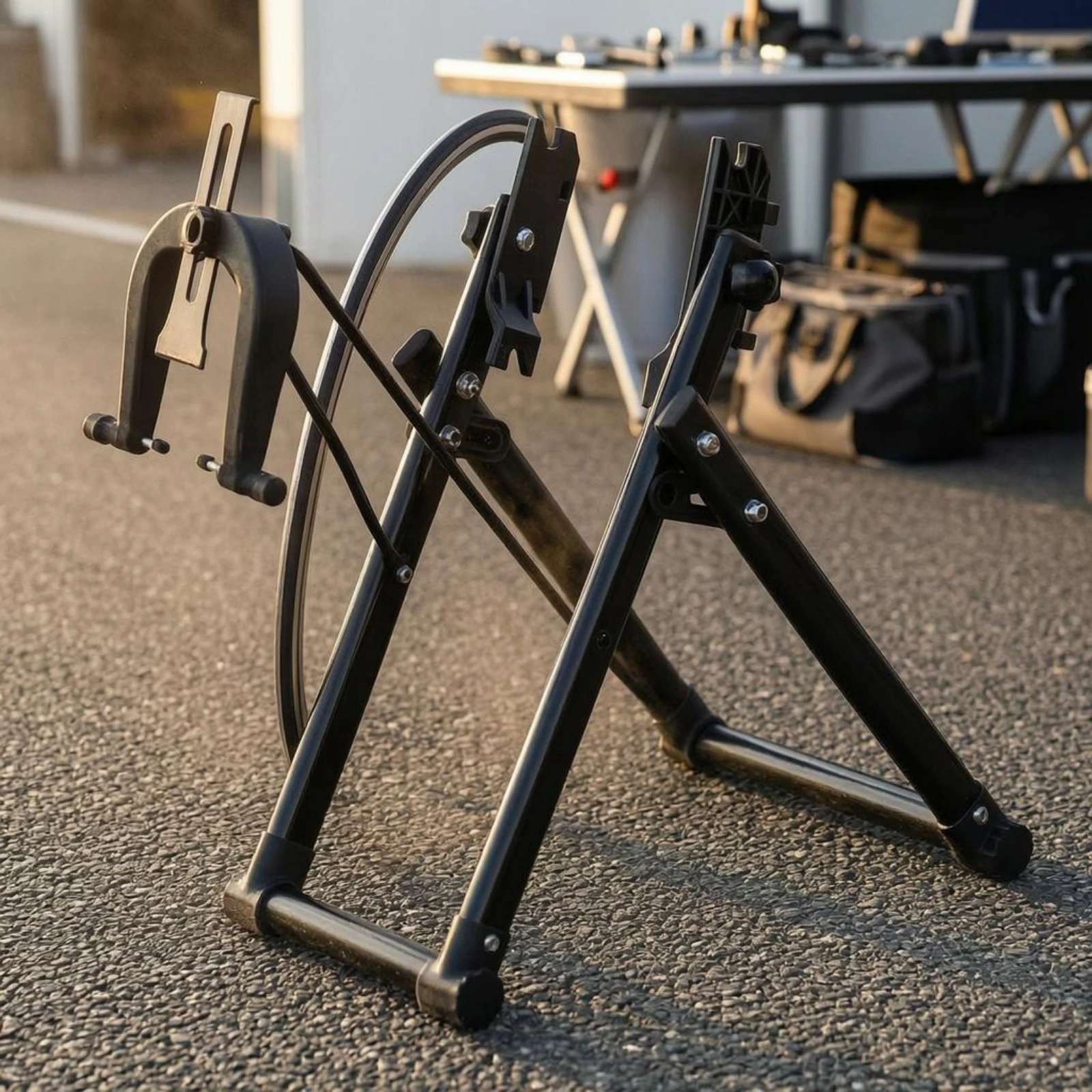 Фото Стойка для центровки колес, антикоррозийная, складная, прочная и устойчивая №4