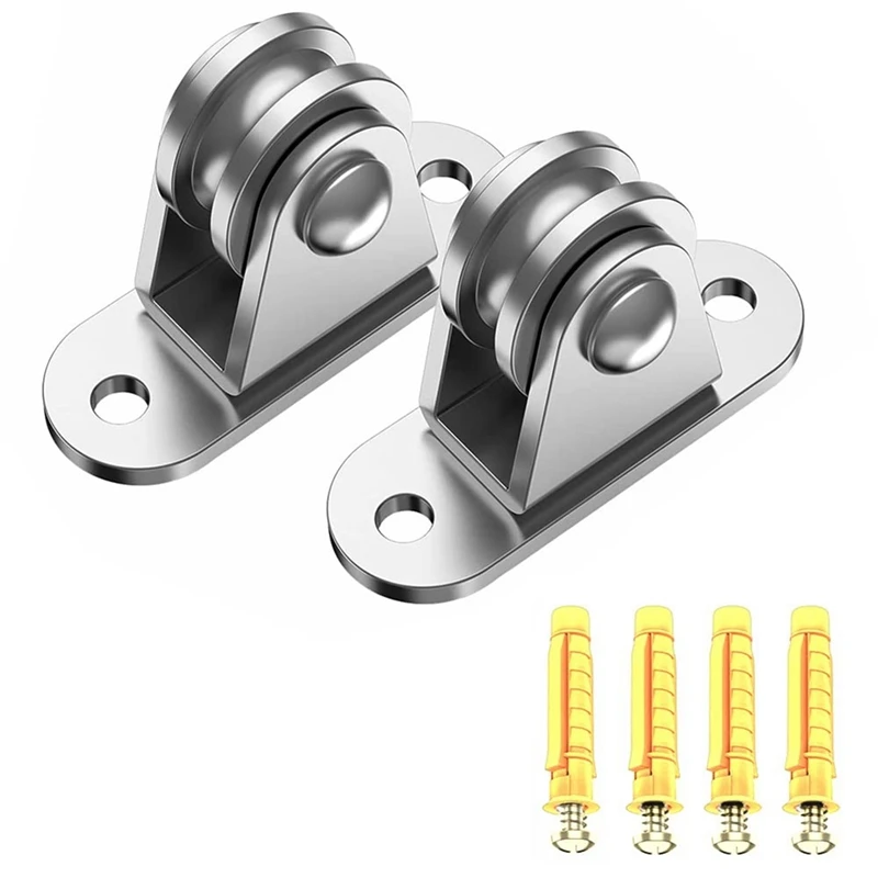

304 Stainless Steel Pulley Block, Small Pulley Block Silent Pulley, Material Handling and DIY Kits Moving, 2PCS