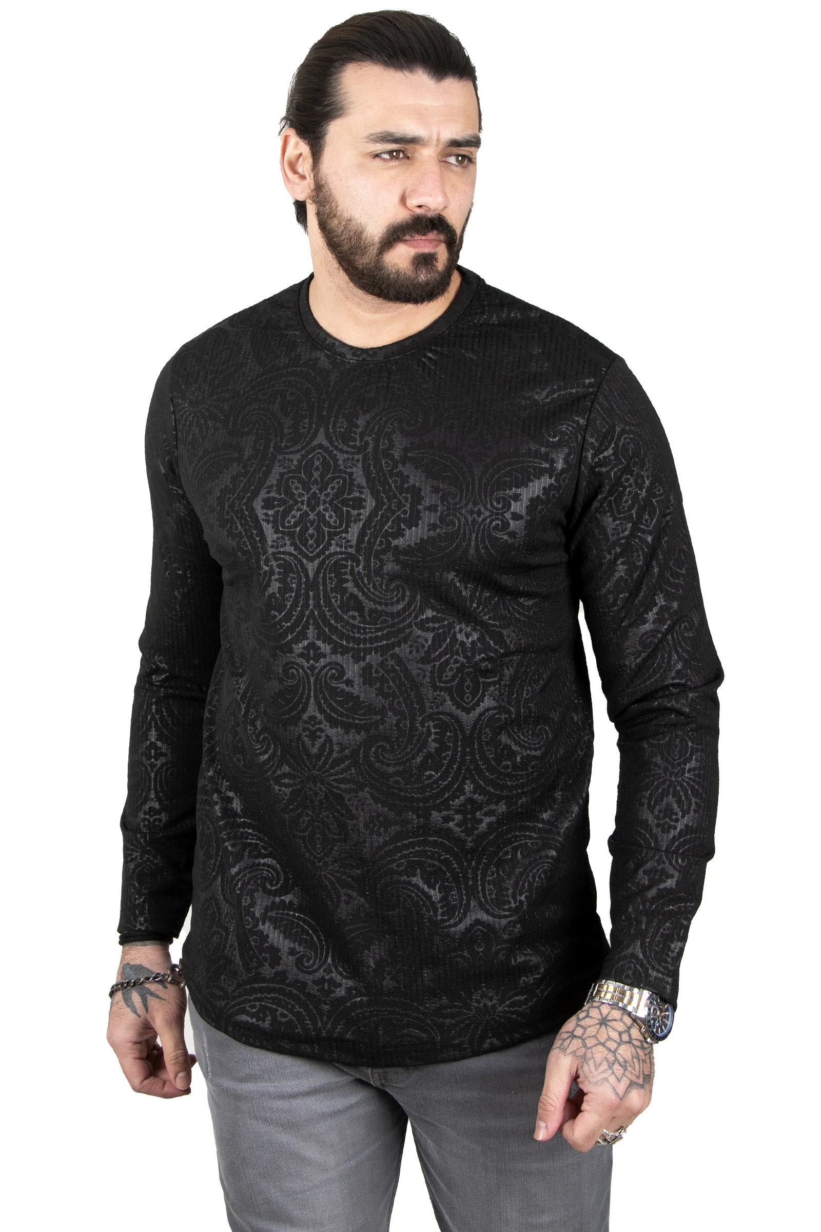 

DeepSEA Lycra Patterned Cycling Collar Striped Men 'S Sweatshirt 2303148