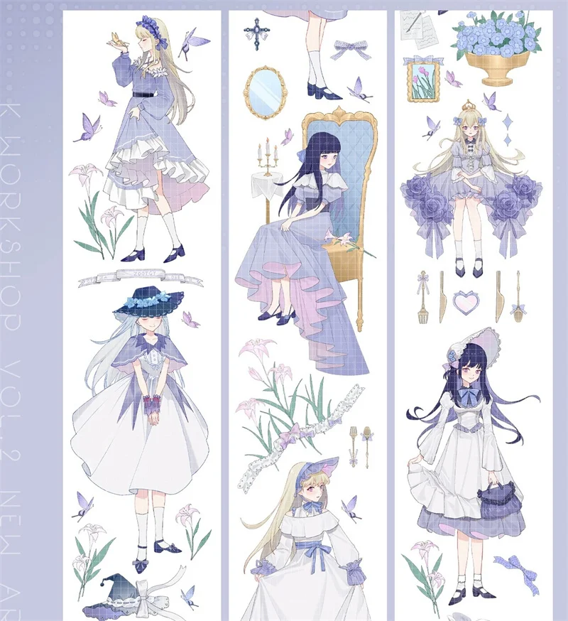 

Милая фиолетовая Лолита девочка блестящая оболочка Ленты для домашних животных принадлежности для рукоделия Сделай Сам Скрапбукинг открытки декоративный план наклейка