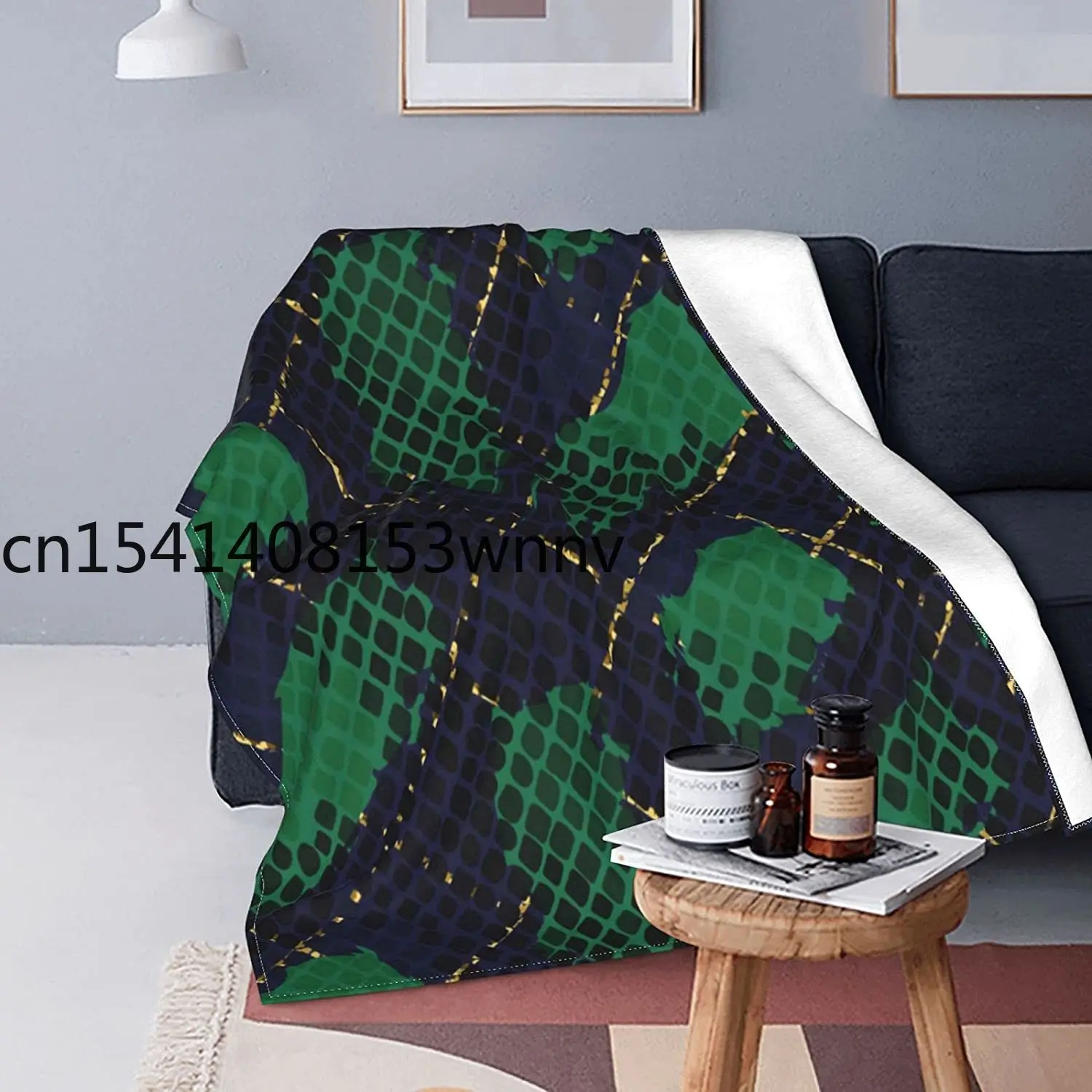 

Искусственная змеиная кожа, зеленое искусственное одеяло, не скатывающееся, пушистое, мягкое одеяло из микрофибры 50 дюймов x 40 дюймов