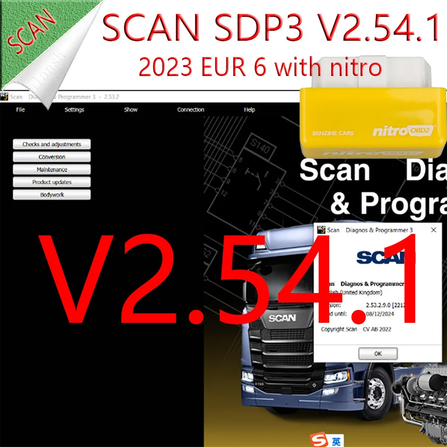 

2023 VC13 SDP3 V2.54.1 for scania Truck Bus Diagnos & Programmer Diagnostic EUR 6 + Nitro Adapter