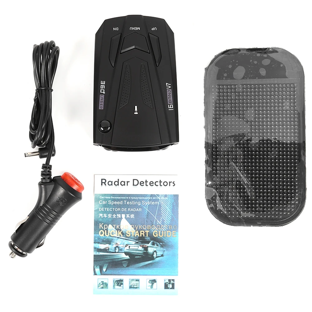

Car Radar Detector English Russian Auto 360 Degree Vehicle V7 Speed Voice Alert Alarm Warning 16 Band LED Display