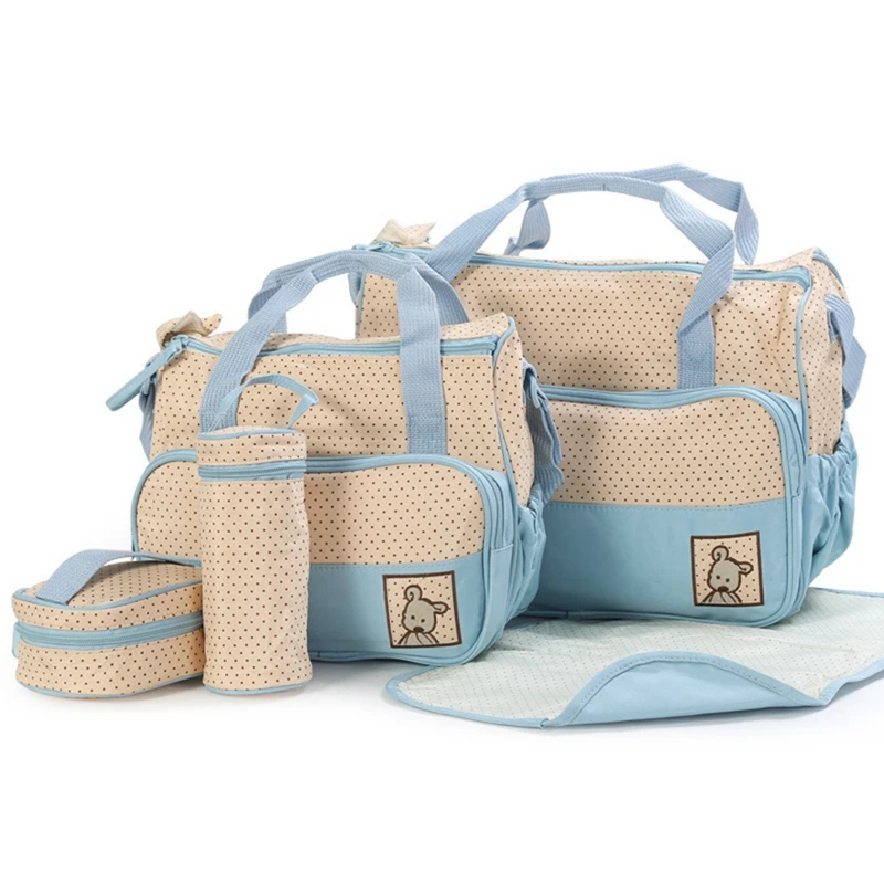 

5Pcs Multifunctional Baby Diaper Bag Set Suitable For Baby Bottle Holder Baby Pregnant Woman Diaper Bag Set