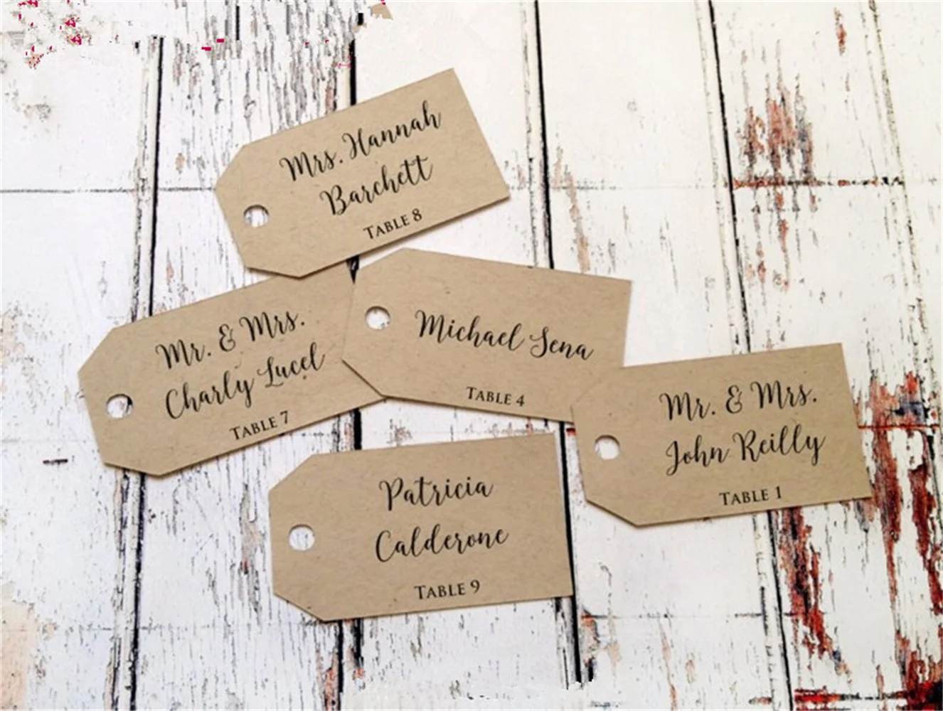 

50PCS place tags personalized with guest name and table number, wedding favor tag, seat assignment, escort card, seating tags