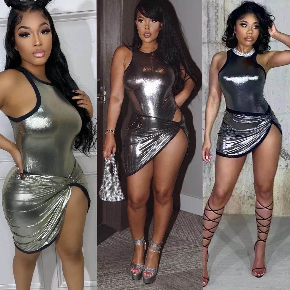 

Комплект из двух предметов JYB для женщин, сексуальные комплекты без рукавов с одним платьем, мини-юбка, Y2k одежда