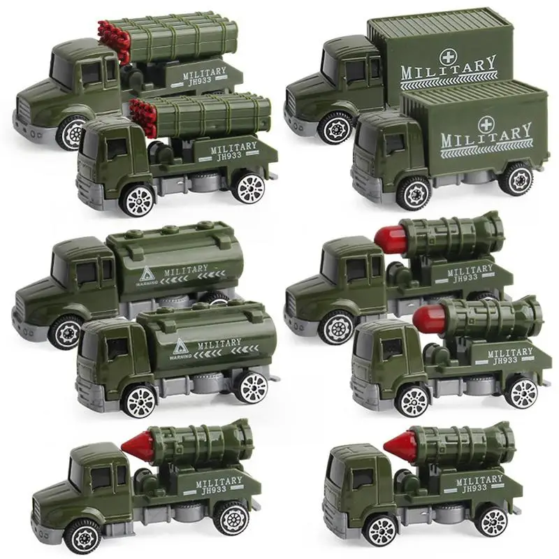 

1:64 5 шт. набор литых под давлением военных транспортных средств модели мини-грузовиков из сплава металла игрушечные автомобили