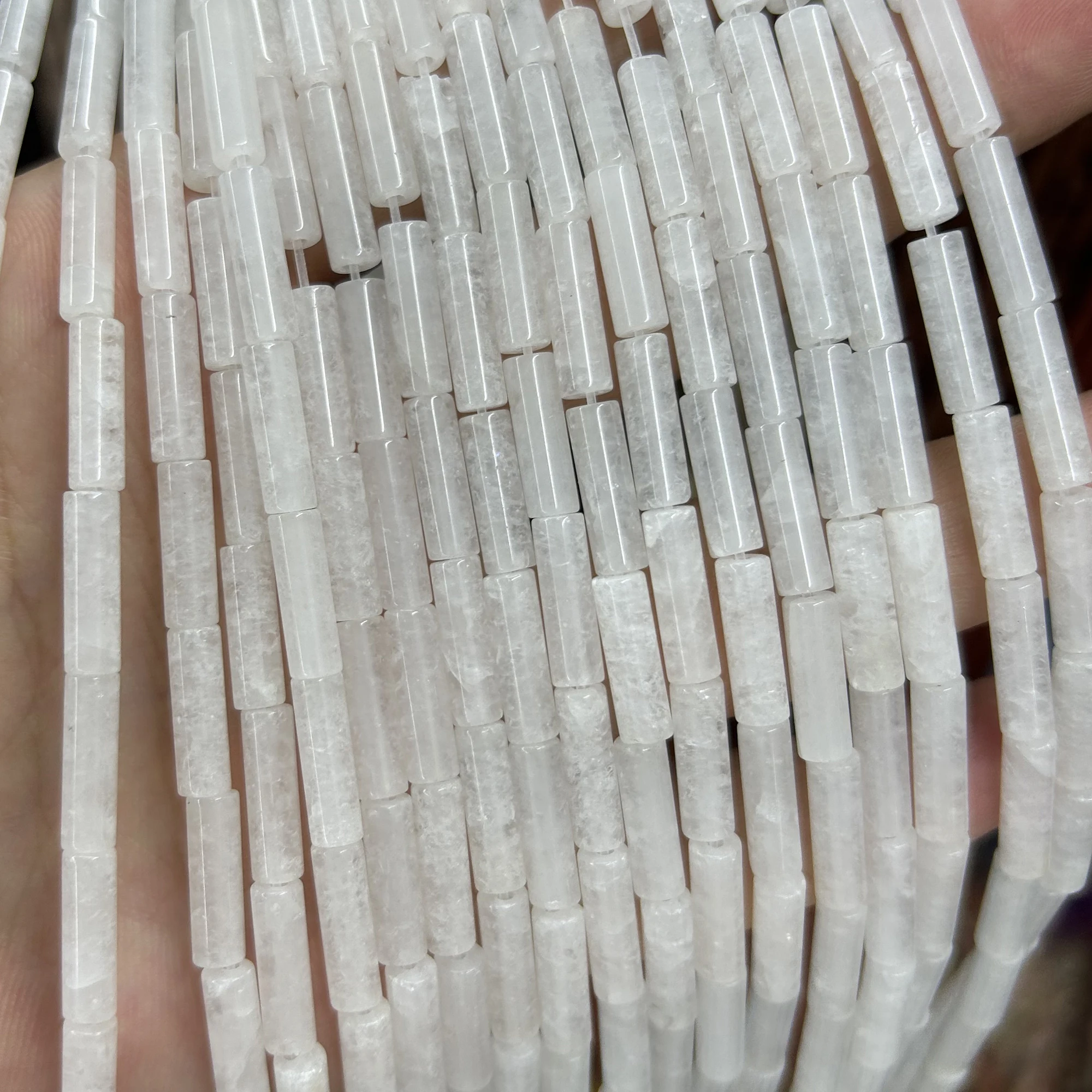 

White Jade Tube Beads Natural Stone Beads 4x13mm 15''