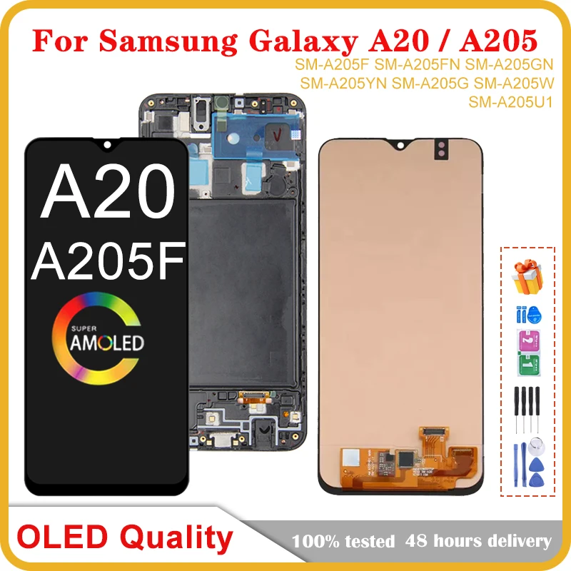 6,4 'OLED для Samsung Galaxy A20 A205 SM-A205F A205FN ЖК-дисплей с сенсорным экраном дигитайзер в сборе для Galaxy A20 A205 LCD