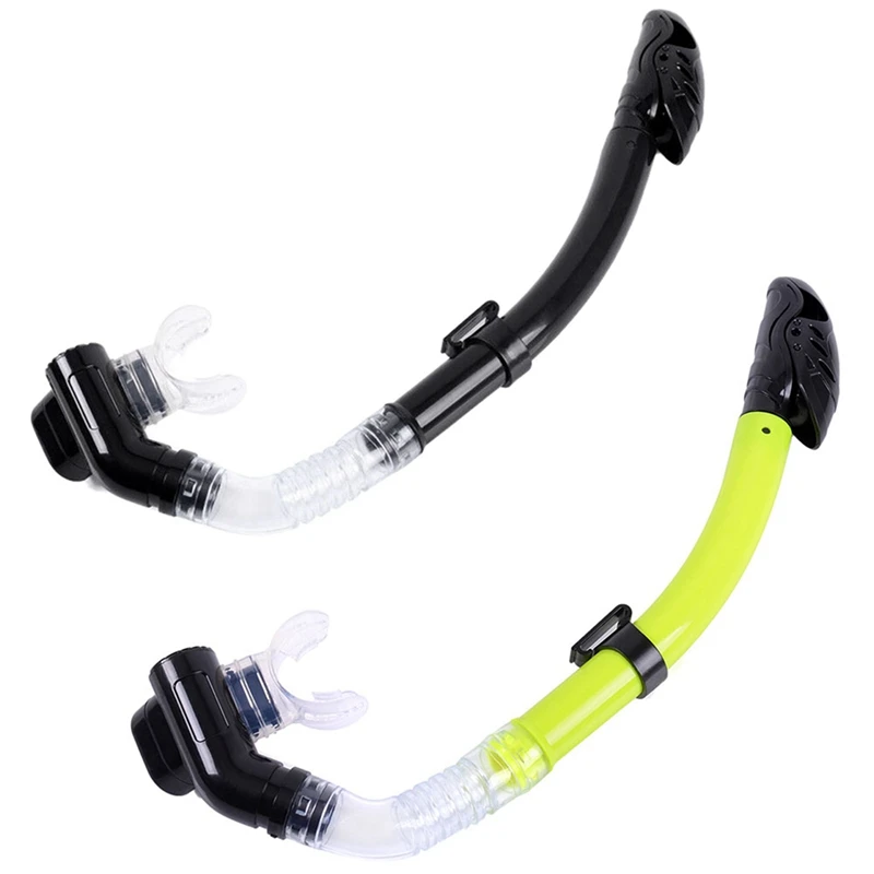 

2X Silicone Snorkel Full Dry Mouth Swimming Snorkel Underwater Sports Diving Equipment Yellow & Black