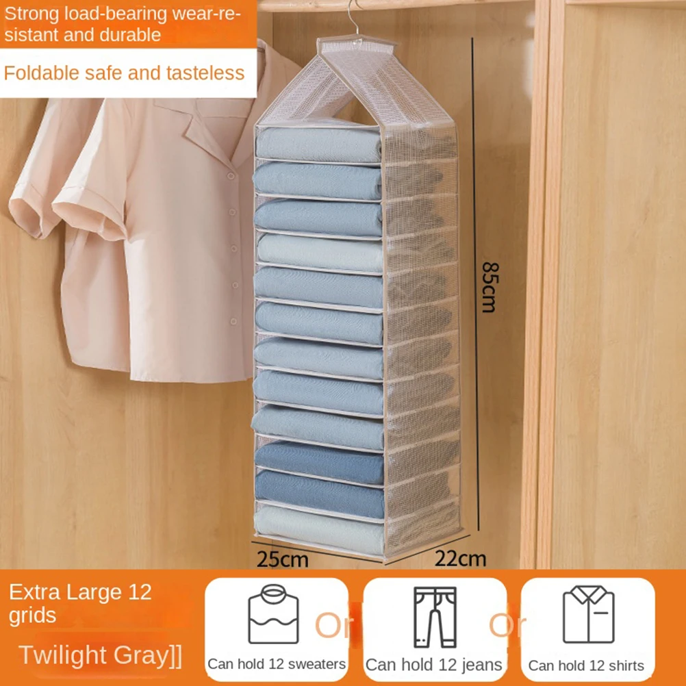 

Clothes Storage Hanging Bag Hanging Wardrobe Trousers Clothes Partition Bag Extra Long Household Layered PVC Finishing Bag Box