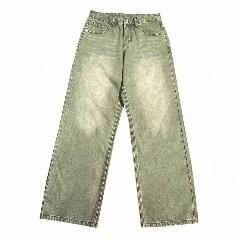 Men Brown Y2k Jeans Fashion Retro Loose Jeans Men Streetwear Loose Hip Hop Straight Denim Pants Mens Trousers Cargo Pants